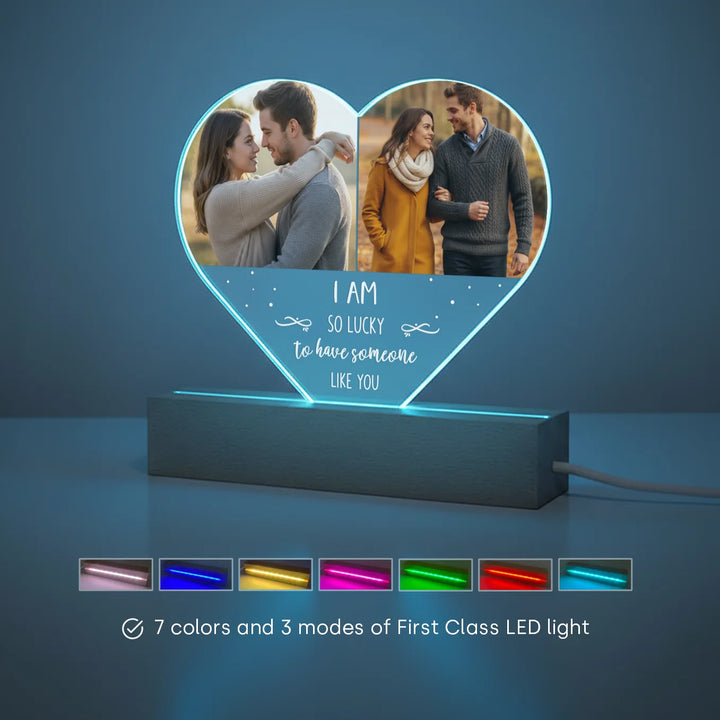 Personalized Heart Acrylic Light "Photo & Text" | Night Light, Decorative Light, Glowlight