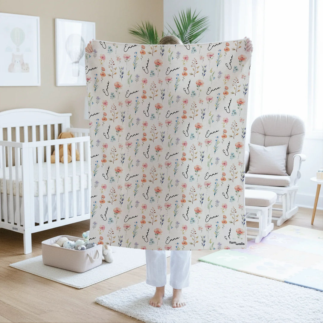 Personalized Baby Blanket "Flowers"