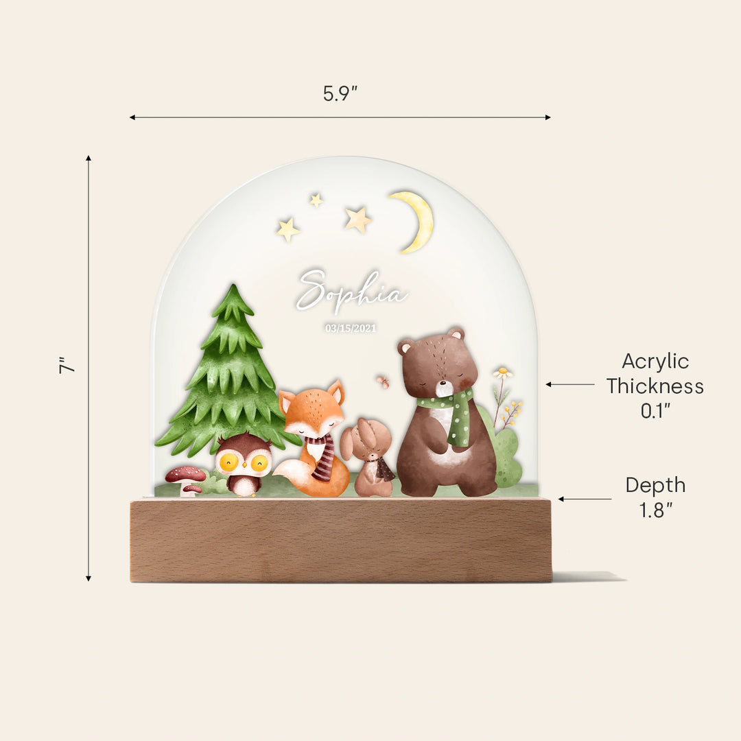 Personalized Night Light "Forest" – Custom Printed Gift for Kids