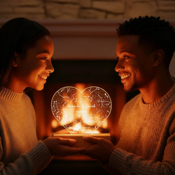 Personalized Heart Acrylic Light "Star Map"