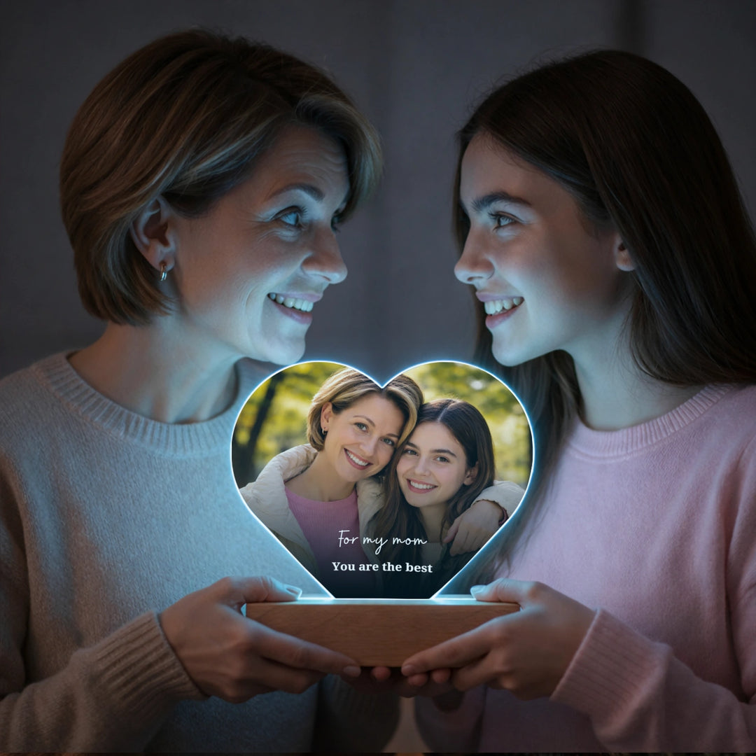 Personalized Heart Acrylic Light "Mom" | Nightlight, Decorative Light, Glowlight