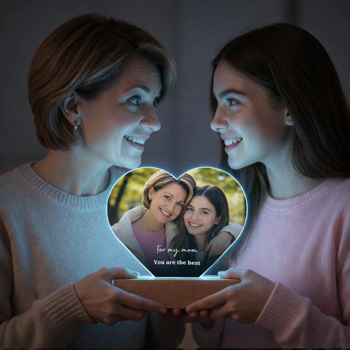 Personalized Heart Acrylic Light "Mom" | Nightlight, Decorative Light, Glowlight