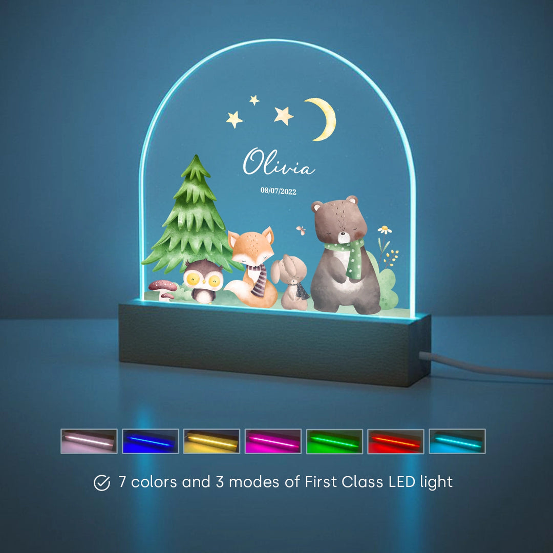 Personalized Night Light "Forest" – Custom Printed Gift for Kids
