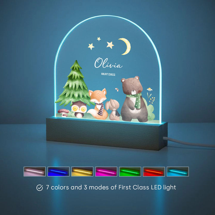 Personalized Night Light "Forest" – Custom Printed Gift for Kids