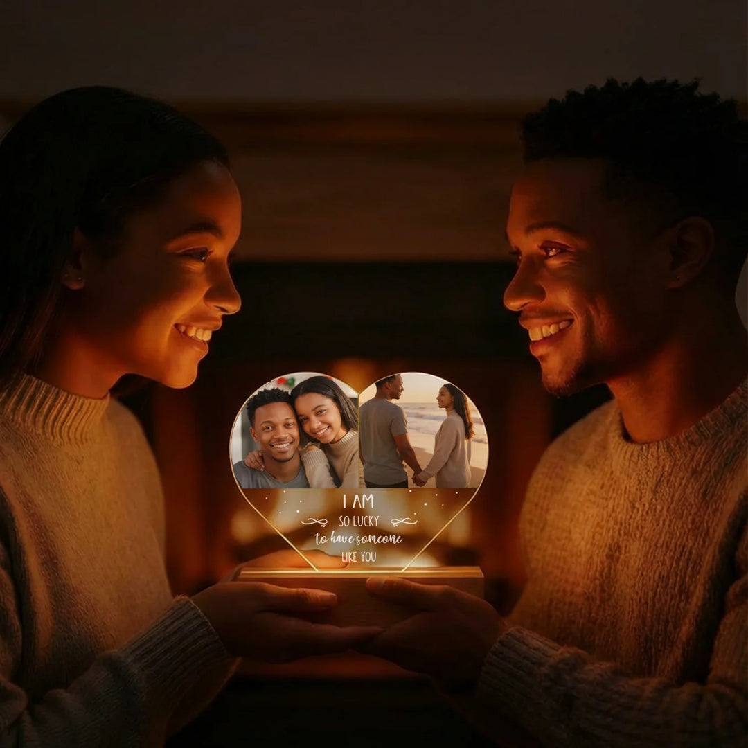 Personalized Heart Acrylic Light "Photo & Text" | Night Light, Decorative Light, Glowlight