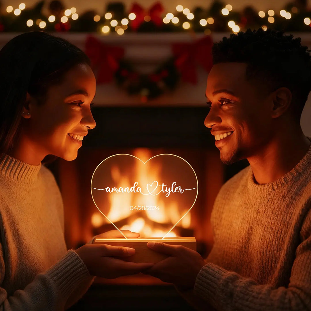 Personalized Heart Glowlight "Name & Date"