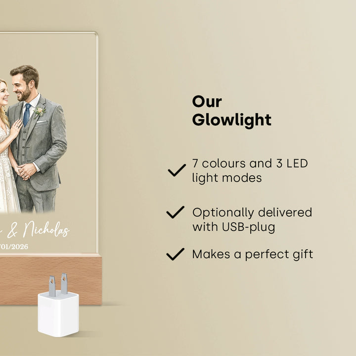 Personalized Glowlight "Wedding Watercolors"