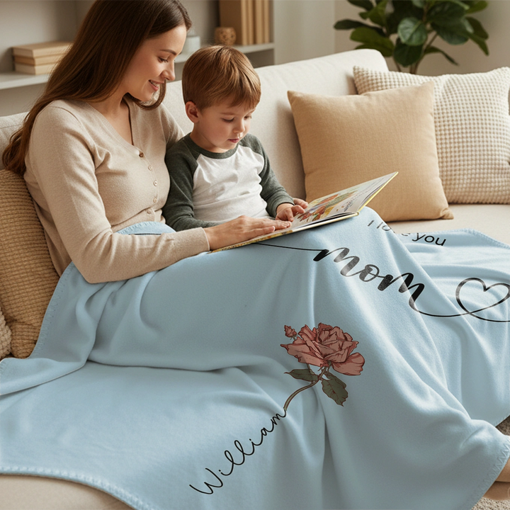 Personalized Blanket "Flowers for Mom"