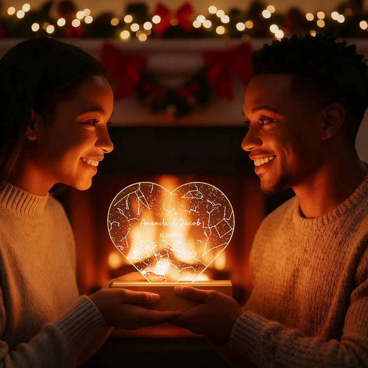 Personalized Heart Acrylic Light "Star Map"