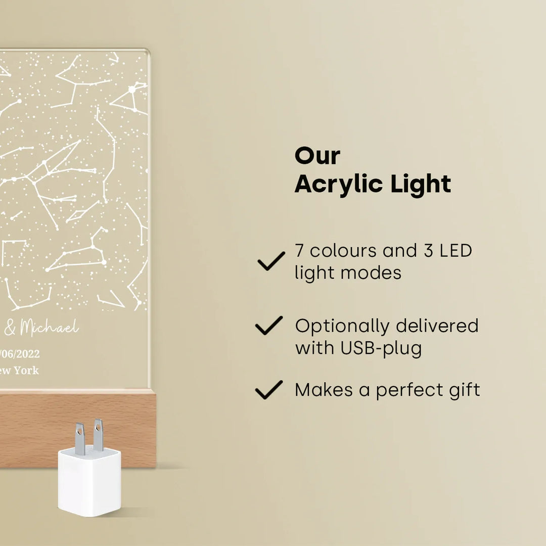Personalized Acrylic Light "Starry Sky" | Night Light, Decorative Light
