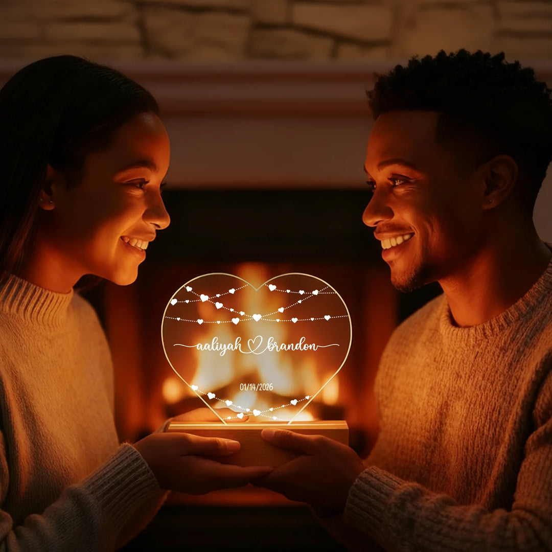 Personalized Acrylic Heart Light  "Name & Date"