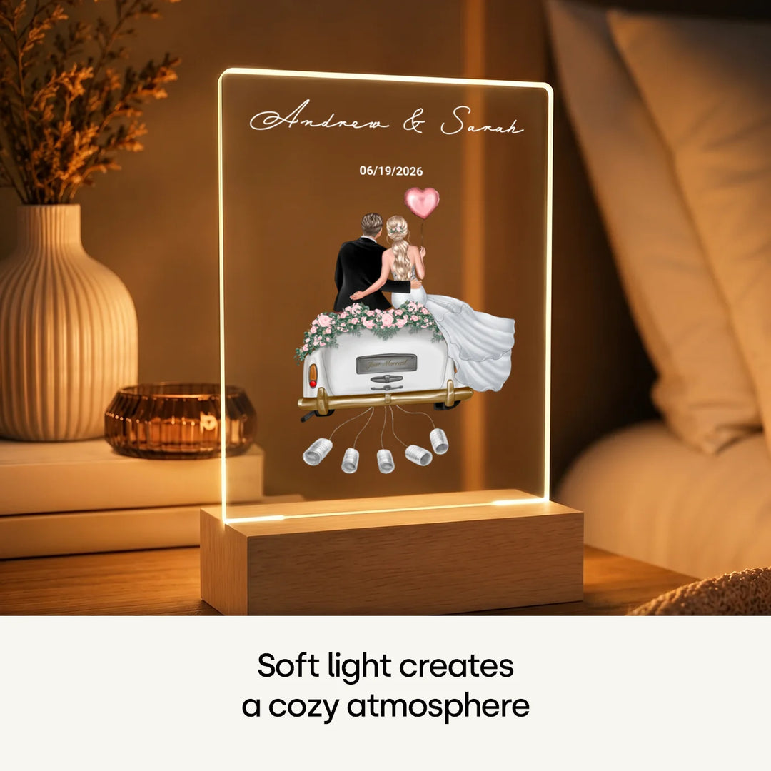 Personalized Acrylic Light "Just Married" | Night Light, Decorative Light, Glowlight