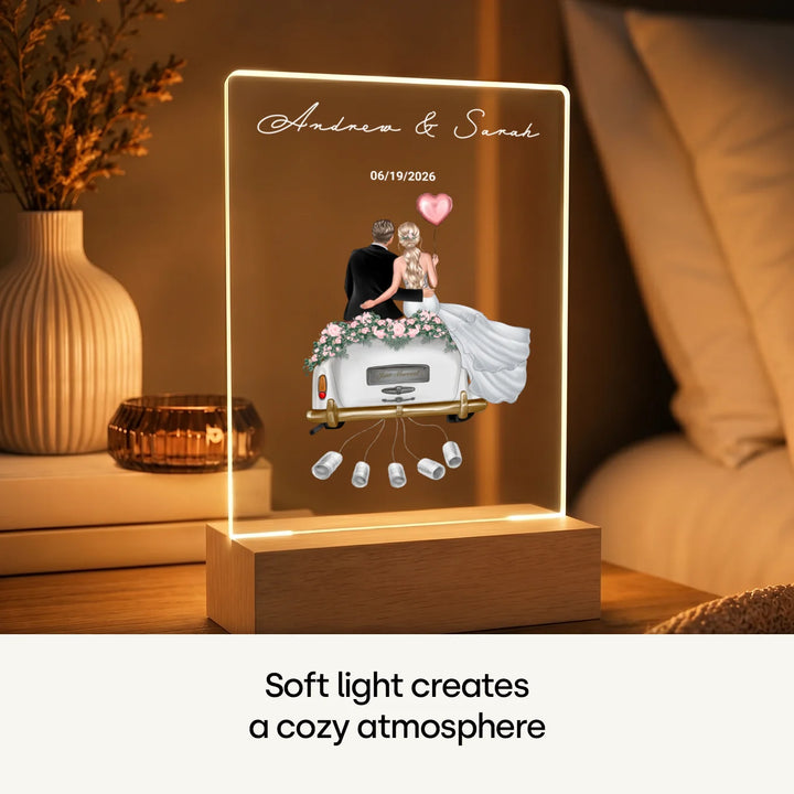 Personalized Acrylic Light "Just Married" | Night Light, Decorative Light, Glowlight