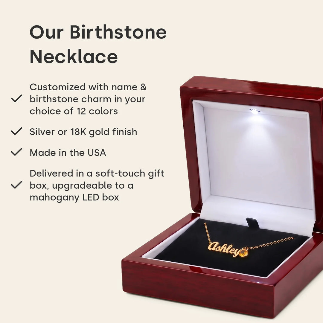 Personalized Necklace "Name with Birthstone"