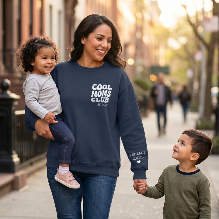 Personalized Sweater "Cool Moms Club" with Sleeve Print