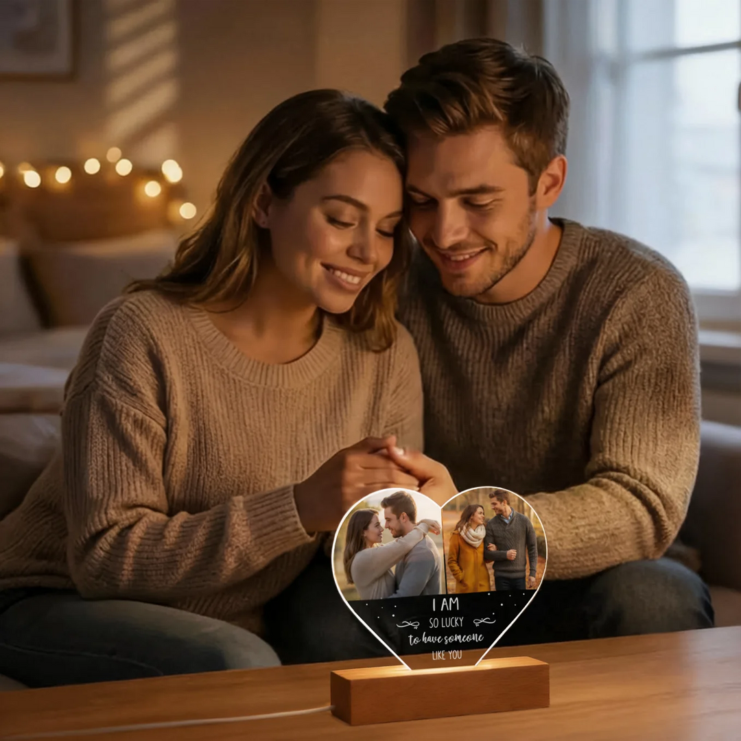Personalized Heart Acrylic Light "Photo & Text" | Night Light, Decorative Light, Glowlight