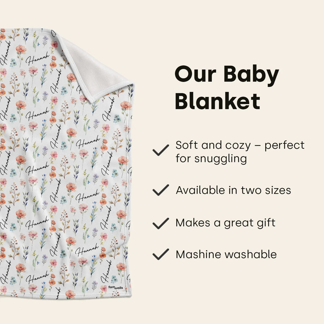 Personalized Baby Blanket "Flowers"