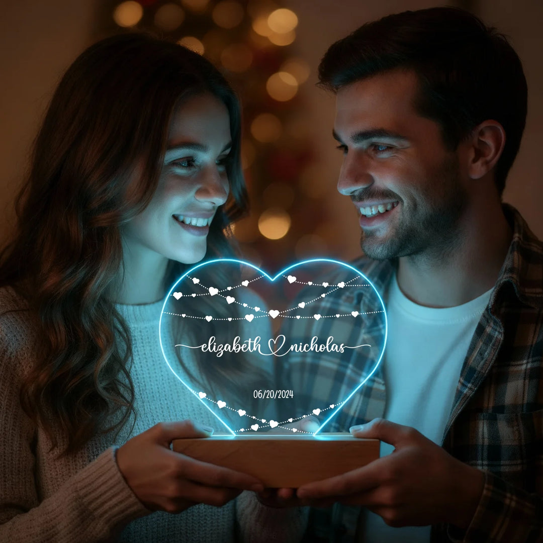 Personalized Acrylic Heart Light  "Name & Date"