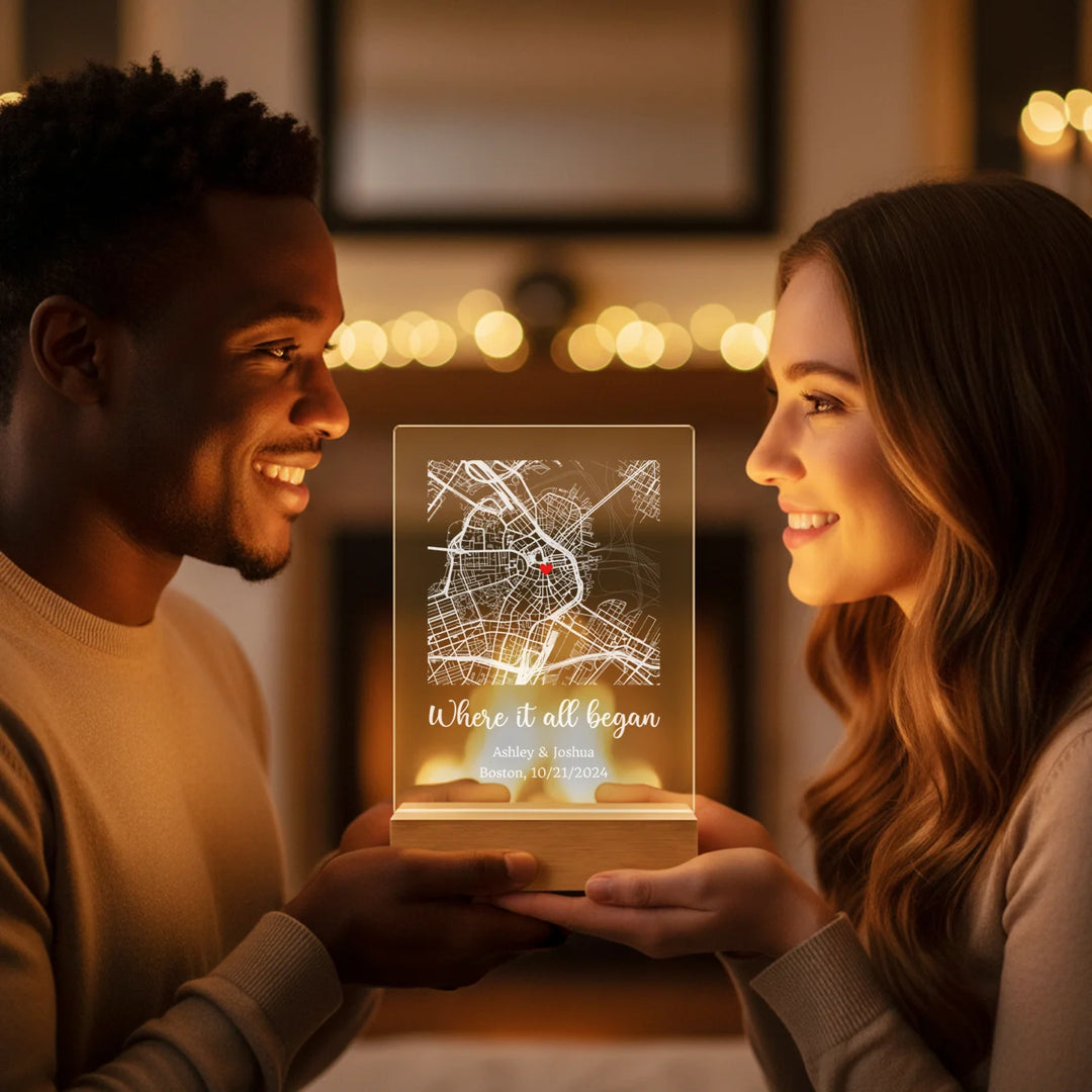 Personalized Acrylic Light "Place of the Heart" | Night Light, Decorative Light, Glowlight