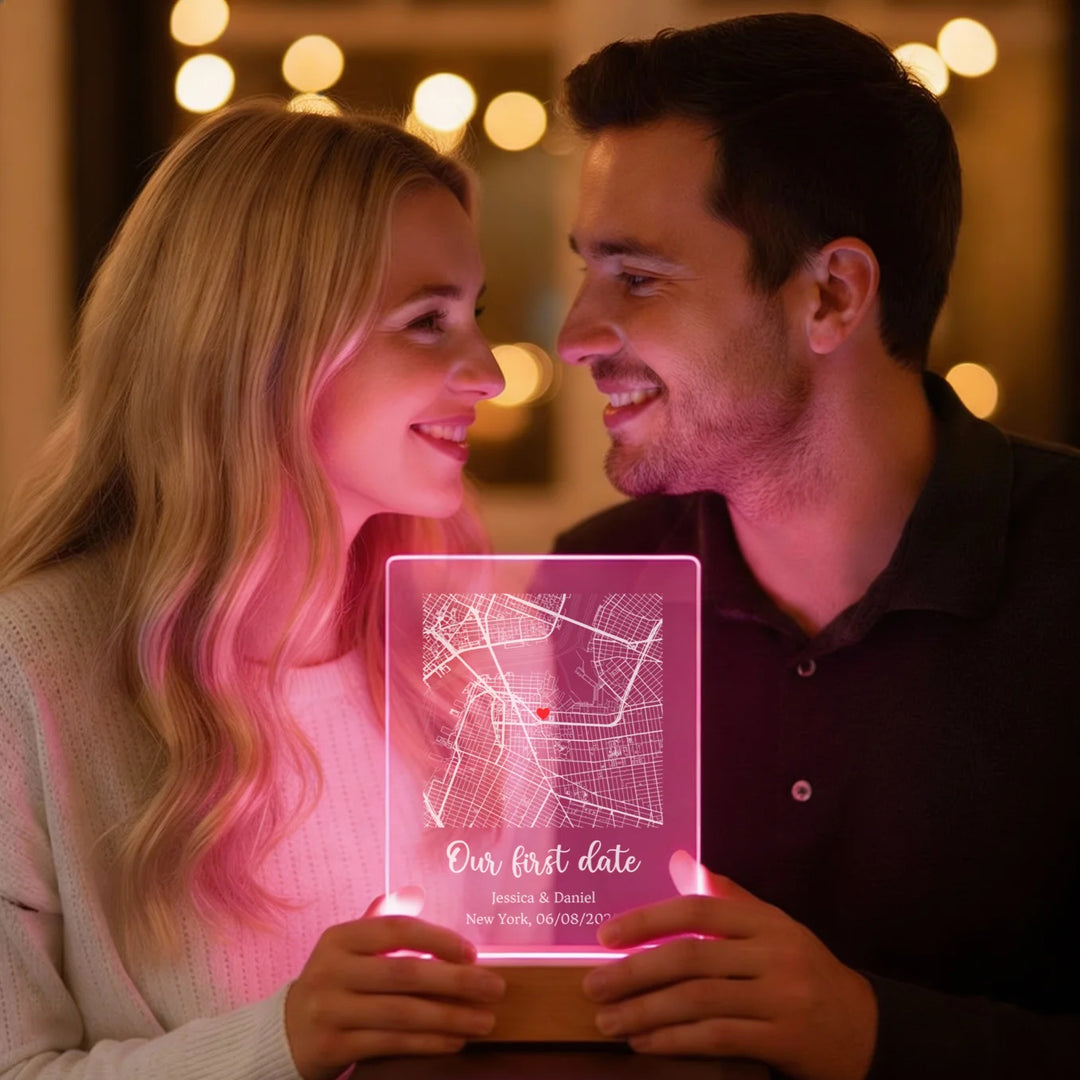 Personalized Acrylic Light "Place of the Heart" | Night Light, Decorative Light, Glowlight