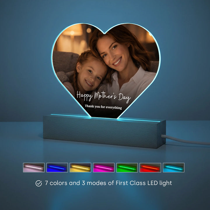 Personalized Heart Acrylic Light "Mom" | Nightlight, Decorative Light, Glowlight