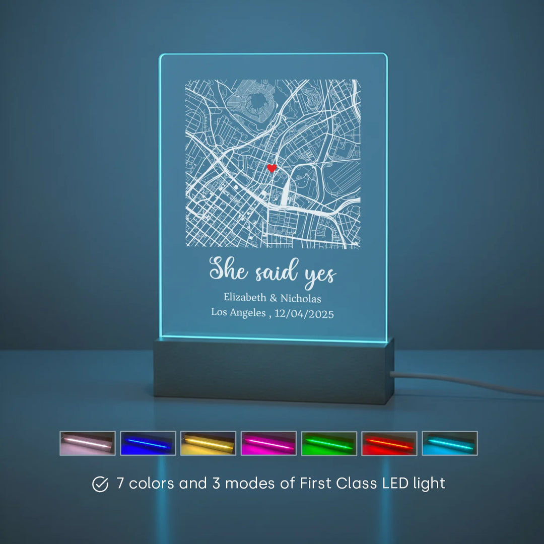 Personalized Acrylic Light "Place of the Heart" | Night Light, Decorative Light, Glowlight