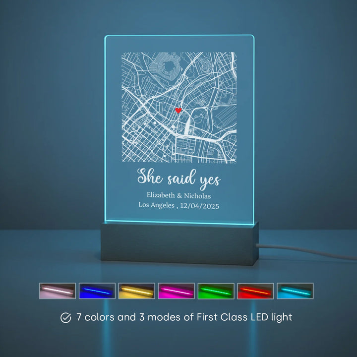 Personalized Acrylic Light "Place of the Heart" | Night Light, Decorative Light, Glowlight