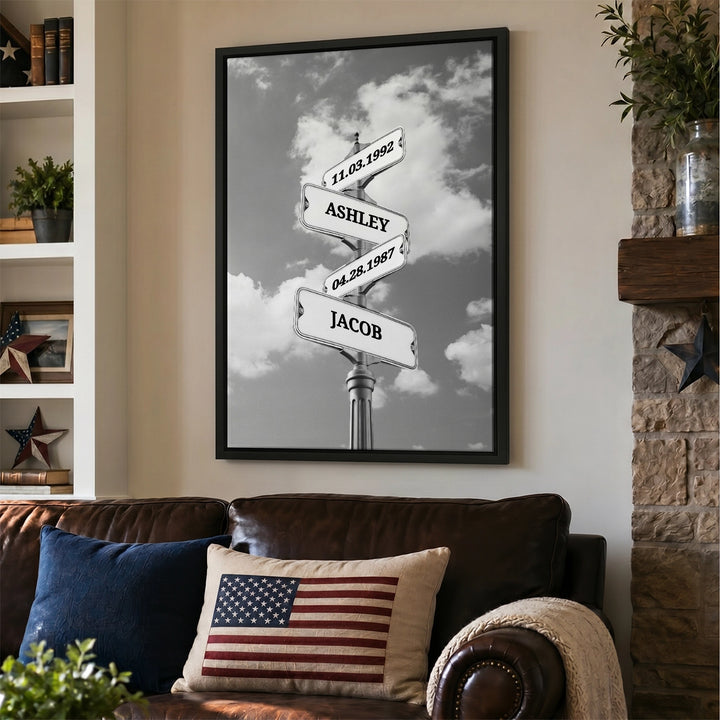 Personalized Canvas "Vintage Street Sign with Birthdate"