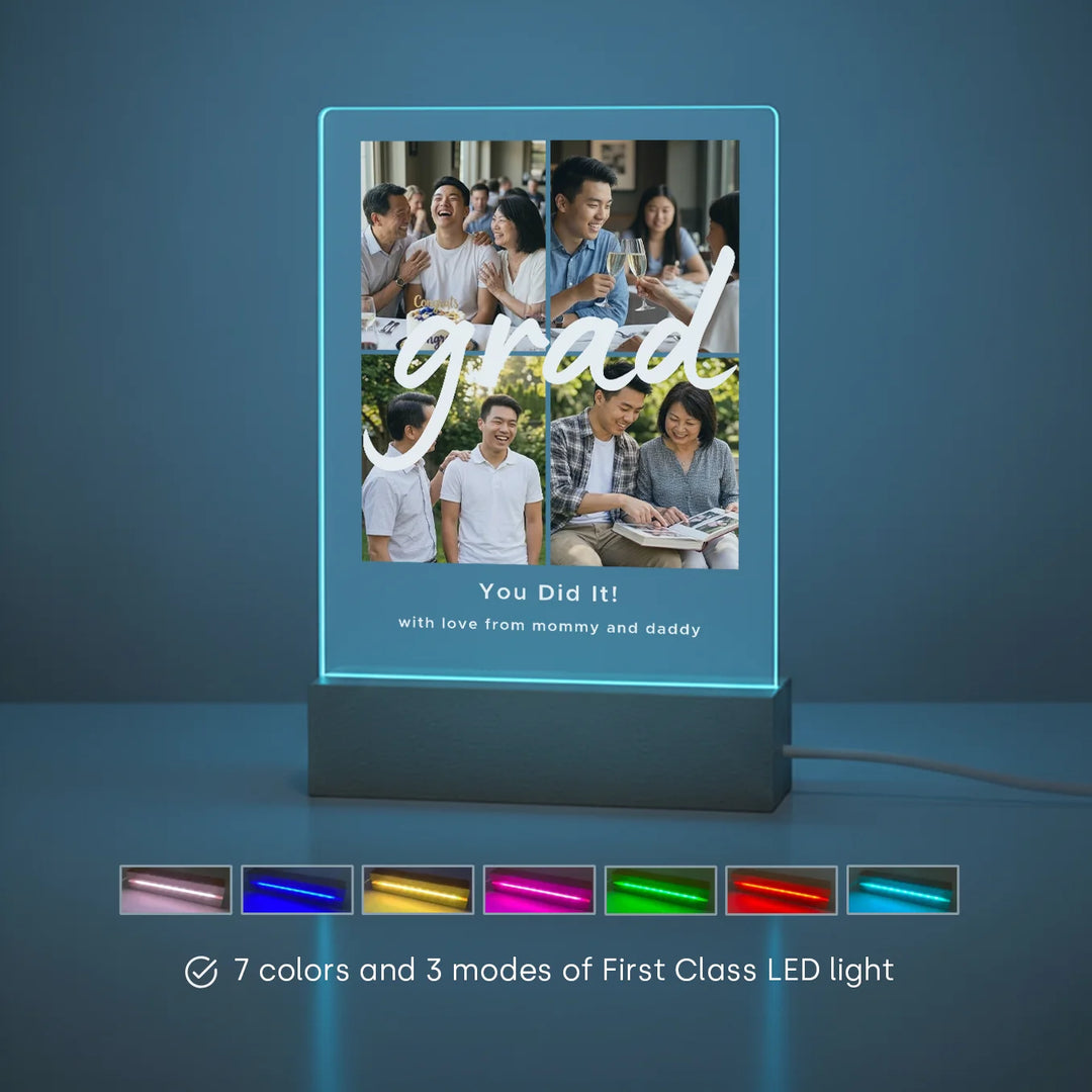 Personalized Acrylic Light Photo Collage "Graduation" Night Light, Decorative Light, Glow Light