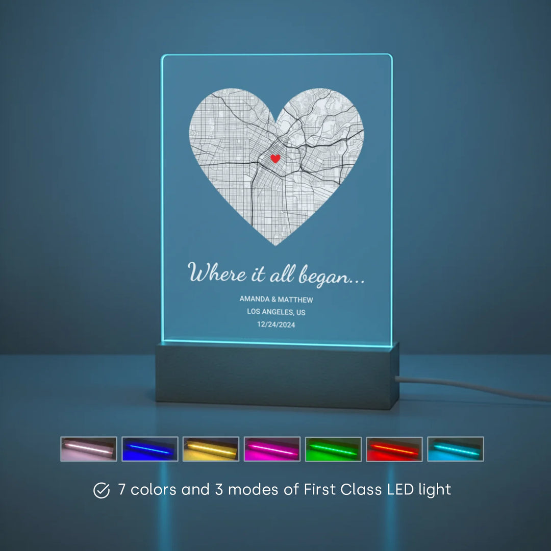 Personalized Acrylic Light “Where It All Began” | Night Light, Decorative Light
