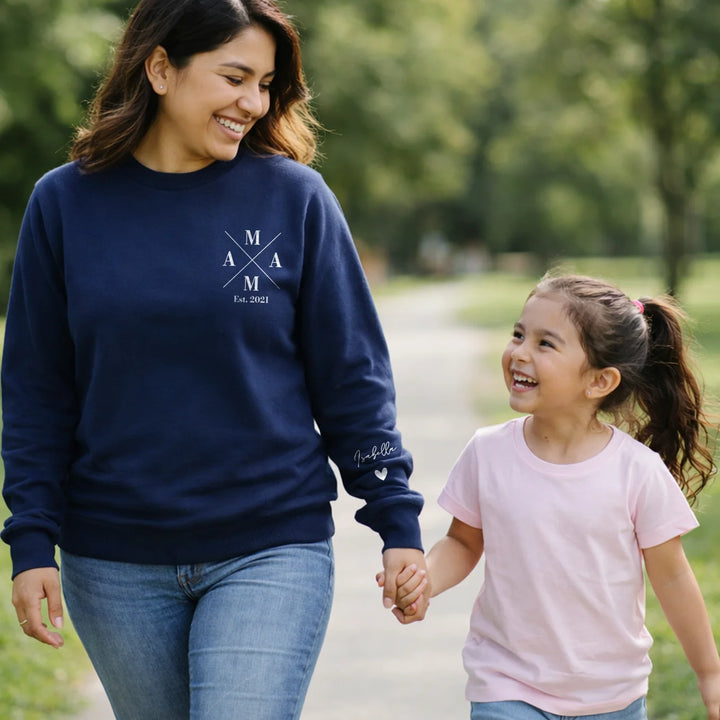 Personalized Sweater "Mama Cross" with Sleeve Print