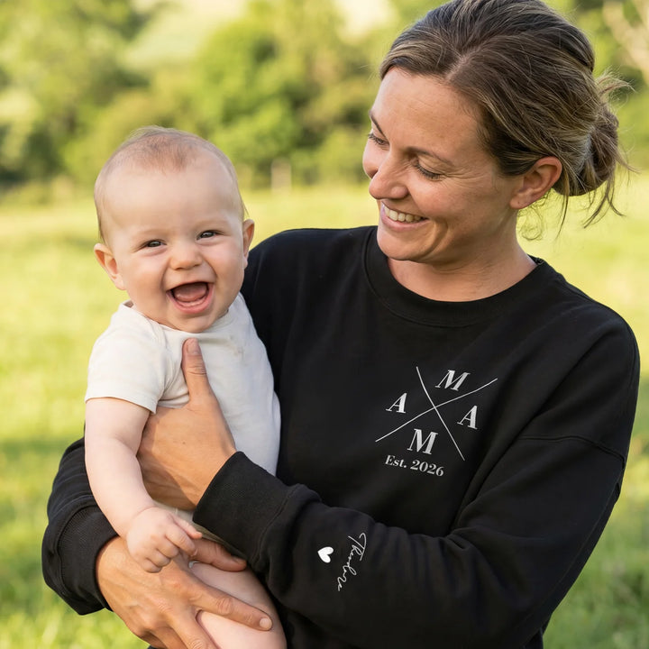 Personalized Sweater "Mama Cross" with Sleeve Print