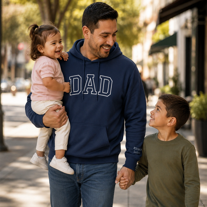 Personalized Hoodie "DAD" with Sleeve Print