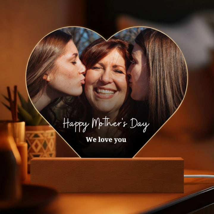 Personalized Heart Acrylic Light "Mom" | Nightlight, Decorative Light, Glowlight
