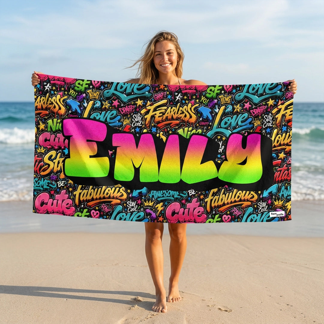 Personalized Bath Towel "Graffiti Name"