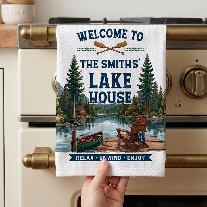 Personalized Kitchen Towel "Welcome to the Lake House"
