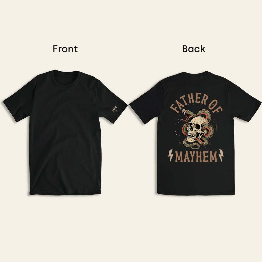 Personalized T-Shirt "Father of Mayhem" with Sleeve Print