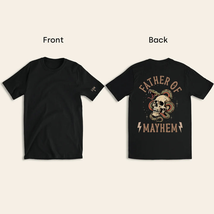 Personalized T-Shirt "Father of Mayhem" with Sleeve Print