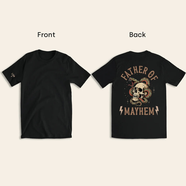 Personalized T-Shirt "Father of Mayhem" with Sleeve Print