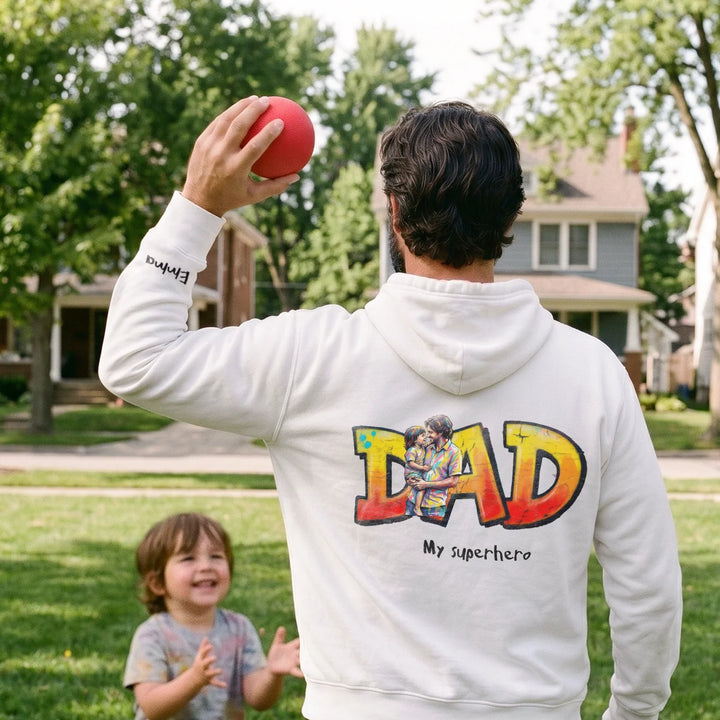 Personalized Hoodie Love "DAD" with Sleeve Print