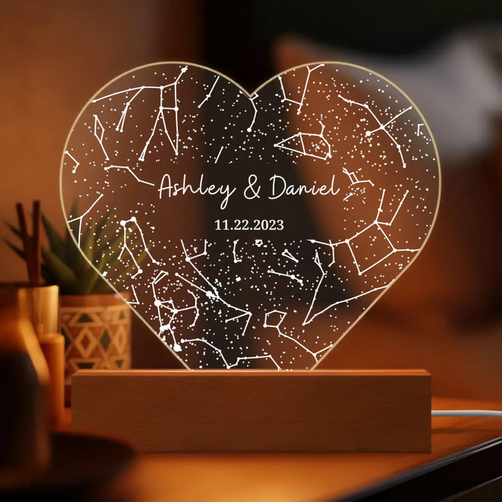 Personalized Heart Acrylic Light "Star Map"