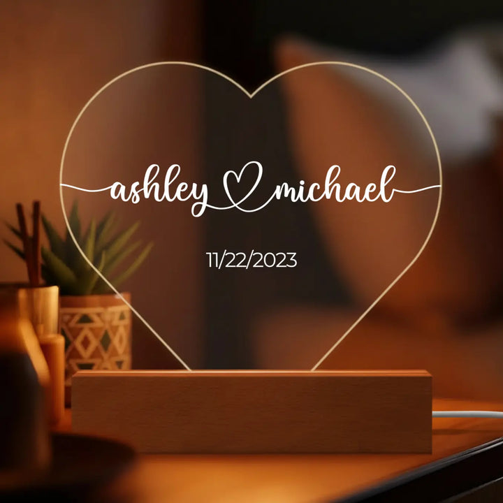Personalized Heart Glowlight "Name & Date"