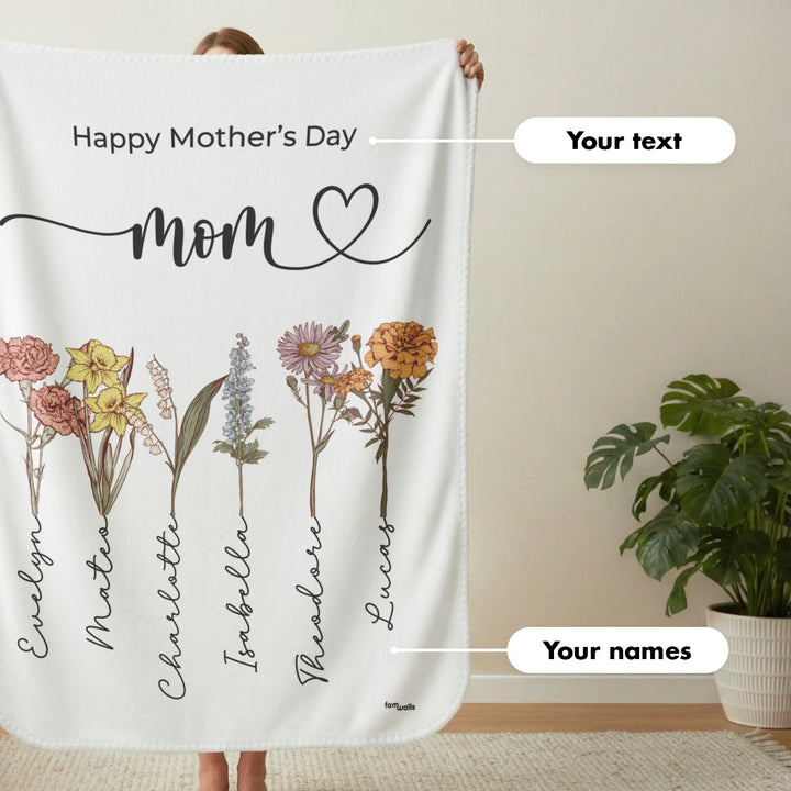 Personalized Blanket "Flowers for Mom"