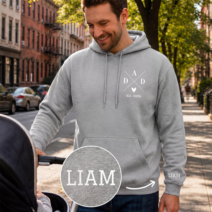 Personalized Hoodie "PAPA Cross" with Sleeve Print