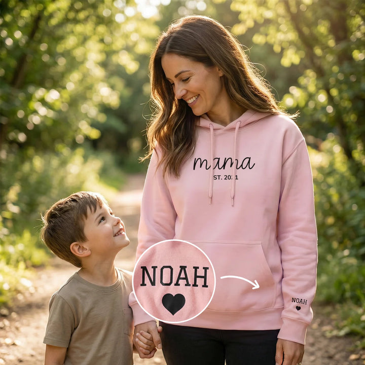 Personalized Hoodie "Mama" with Sleeve Print