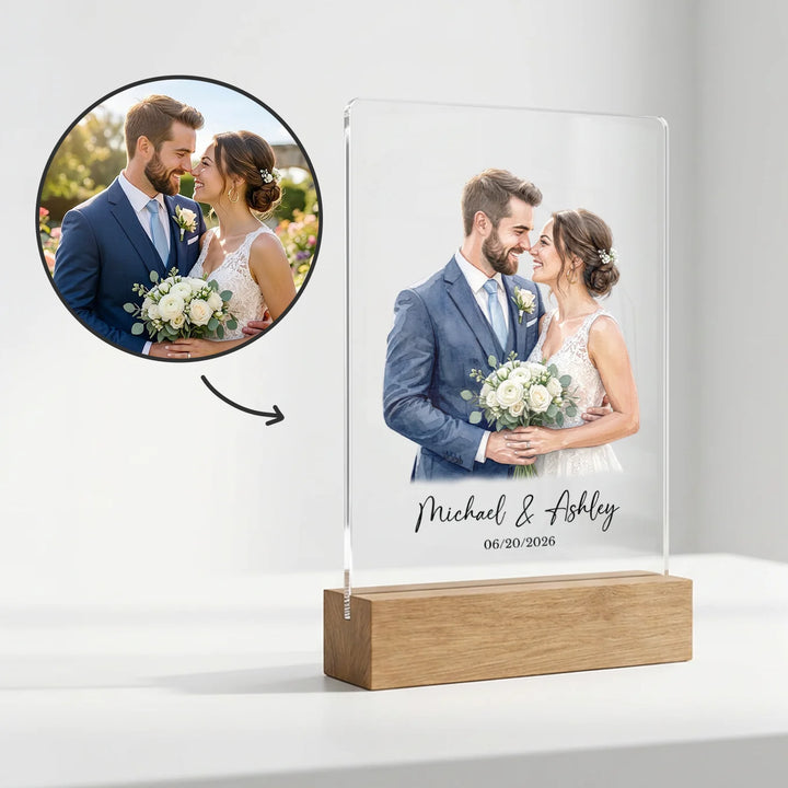 Personalized Acrylic Glass "Wedding Watercolor"