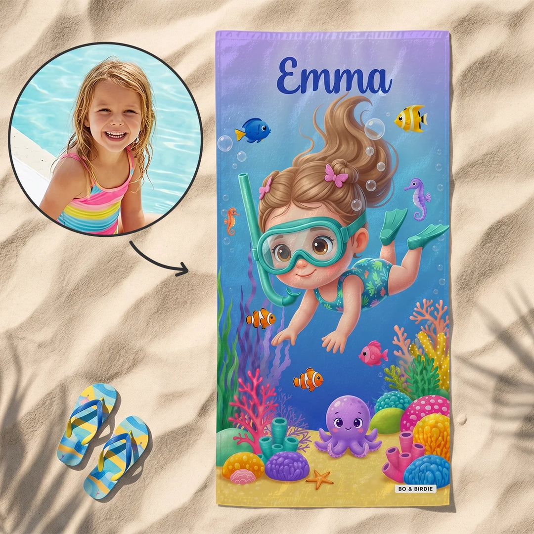 Personalized "Snorkel" Kids Bath Towel