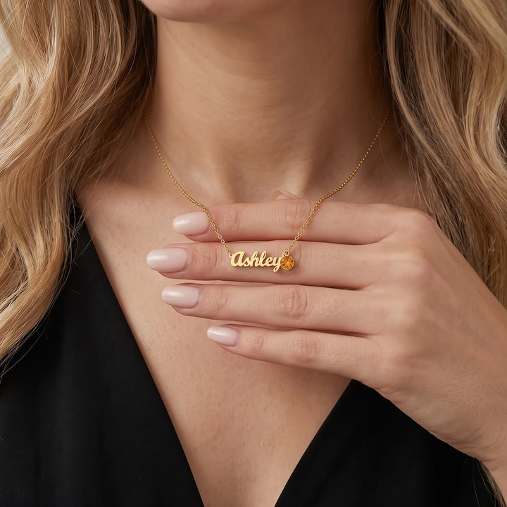 Personalized Necklace "Name with Birthstone"