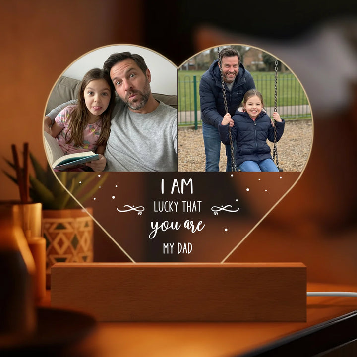 Personalized Heart Acrylic Light "Photos & Text" | Night Light, Deco Light, Glowlight | DAD