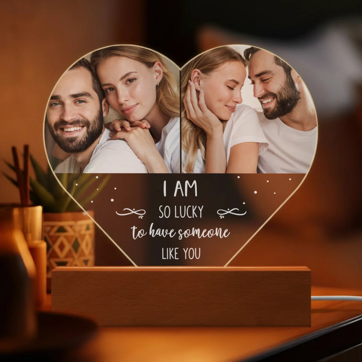 Personalized Heart Acrylic Light "Photo & Text" | Night Light, Decorative Light, Glowlight